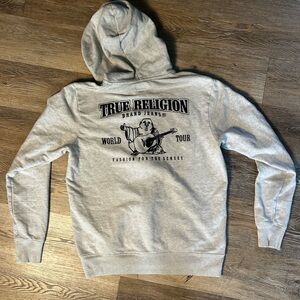 True Religion Light Gray Graphic Zip Hoodie